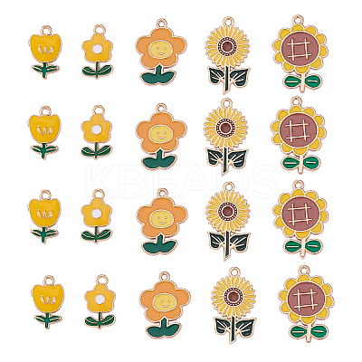 50Pcs 5 Styles Eco-Friendly Zinc Alloy  Pendants ENAM-CJ0001-88-1