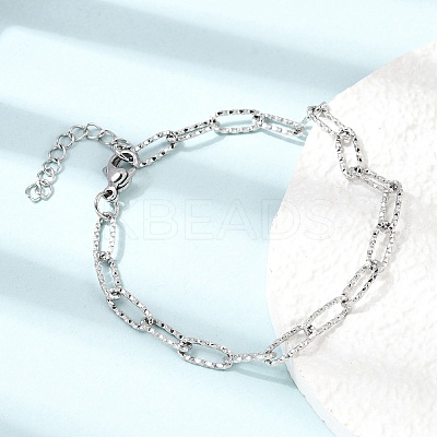 4MM 304 Stainless Steel Textured Paperclip Chain Bracelets for Man and Women SA-CBAB767-08P-1