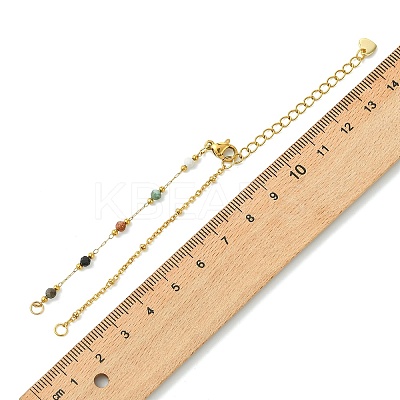 304 Stainless Steel Satellite Chain & Faceted Round Mixed Gemstone Beads Link Chain Bracelet Making AJEW-JB01622-1