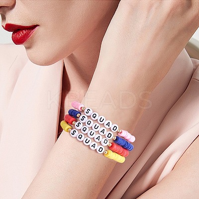 8Pcs 8 Colors Polymer Clay Heishi Surfer Stretch Bracelets Set BJEW-SW00085-1