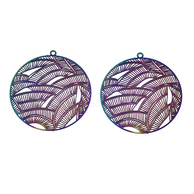 Ion Plating(IP) 201 Stainless Steel Filigree Pendants STAS-S118-020-1