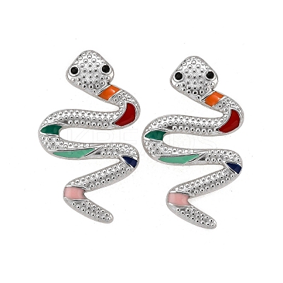 304 Stainless Steel Enamel Stud Earrings EJEW-Z116-02P-1
