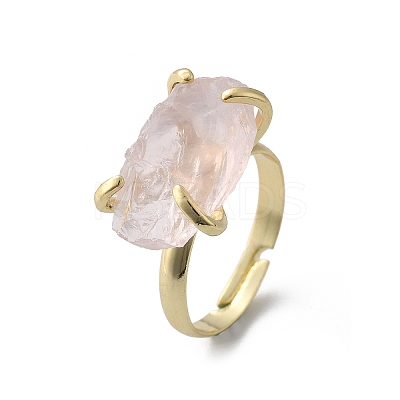 Natural Rose Quartz Finger Rings RJEW-B122-01G-06-1
