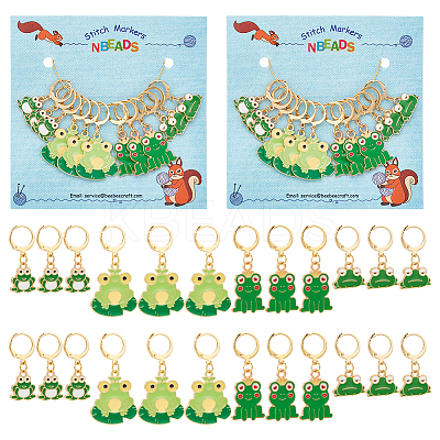 Alloy Enamel Frog Pendant Locking Stitch Markers HJEW-AB00070-1