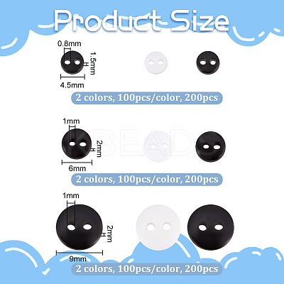 600Pcs 6 Style Nylon & Resin Tiny Button Sets BUTT-FG0001-18-1