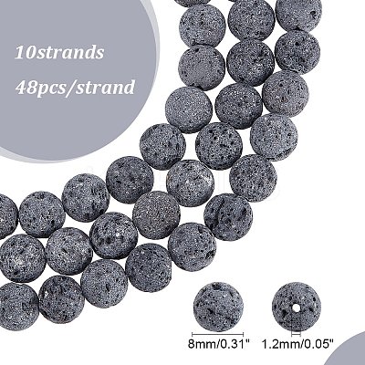 Unwaxed Natural Lava Rock Bead Strands X-G-F309-8mm-1