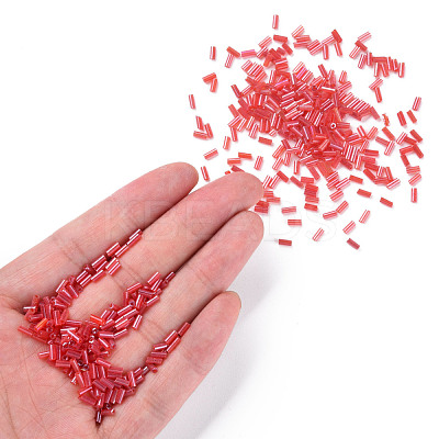 Transparent Colours Luster Glass Bugle Beads SEED-N005-001-A05-1