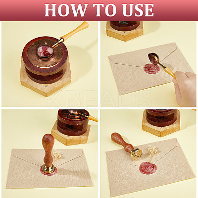 2Pcs 2 Styles Golden Tone Brass Wax Seal Stamp Heads AJEW-CP0005-99-1