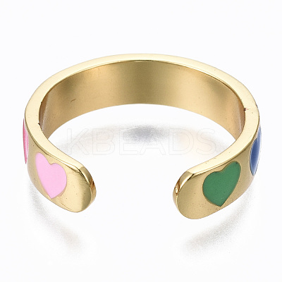 Brass Enamel Cuff Rings RJEW-S045-076-NR-1