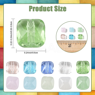 250Pcs 5 Colors Transparent Glass Beads GLAA-YW0005-70-1