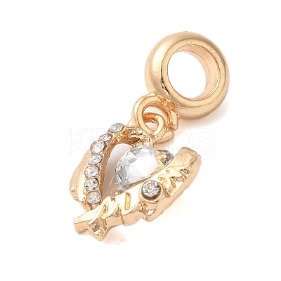 Rack Plating Alloy Crystal Rhinestone European Dangle Charms PALLOY-S189-36G-1
