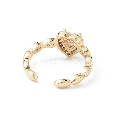 Heart Clear Cubic Zirconia Cuff Ring LS-RJEW-M146-07G-1