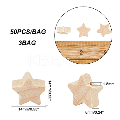 3 Bags Natural Wood Beads WOOD-OC0002-21-1