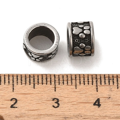 Column with Paw Print 304 Stainless Steel European Beads STAS-E215-02AS-1