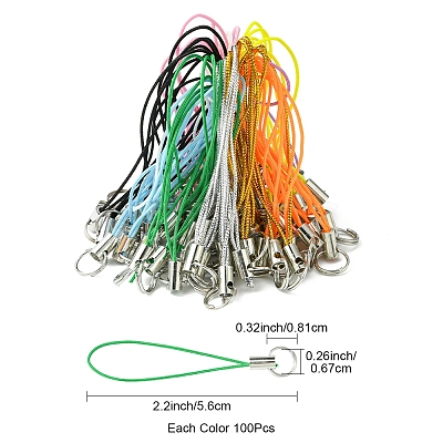 100Pcs Polyester Cord Mobile Straps MOBA-FS0001-02F-1