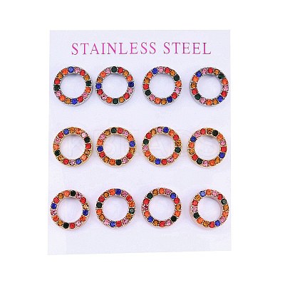PVD Vacuum Plating 304 Stainless Steel Stud Earrings EJEW-C099-09-01-1