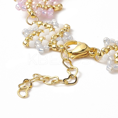 Handmade Seed Braided Octagram Link Chain Bracelet BJEW-MZ00009-1