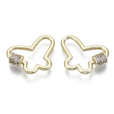 Brass Micro Pave Cubic Zirconia Screw Carabiner Lock Charms KK-R136-071E-NF-1