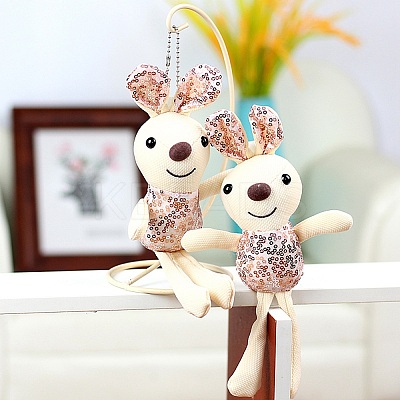 Cartoon PP Cotton Plush Simulation Soft Stuffed Animal Toy Rabbit Pendants Decorations LS-HJEW-K043-01-1