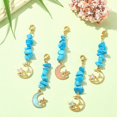 Synthetic Turquoise Chip Beaded Pendant Decorations HJEW-JM01194-01-1
