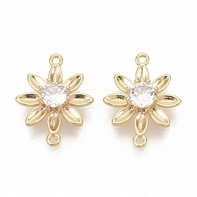 Brass Cubic Zirconia Links connectors X-KK-T050-25G-NF-1