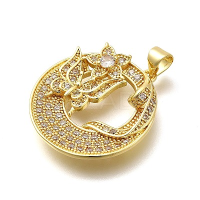 Rack Plating Brass Micro Pave Cubic Zirconia Pendants KK-L226-050G-03-1