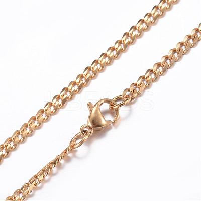 304 Stainless Steel Curb Chain Necklaces NJEW-P147-04G-1