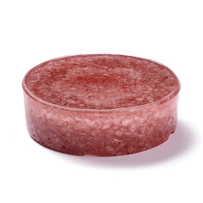 Resin with Natural Rose Quartz Chip Stones Ashtray DJEW-F015-05F-1