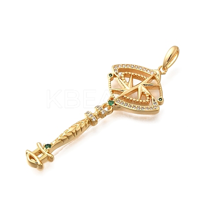 Brass Micro Pave Cubic Zirconia Big Pendants KK-B147-04G-10-1