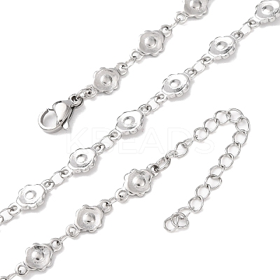 5.5MM 304 Stainless Steel Flower Link Chain Necklaces NJEW-P346-01P-1
