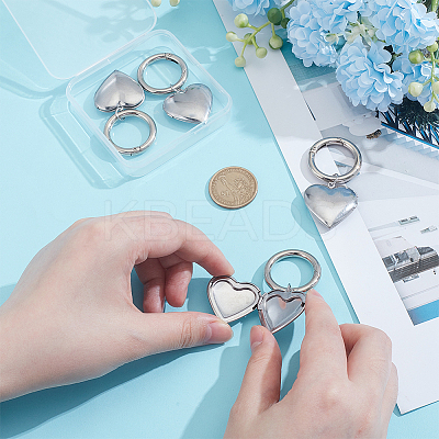4Pcs 316 Stainless Steel Photo Locket Keychain HJEW-UN00076-1