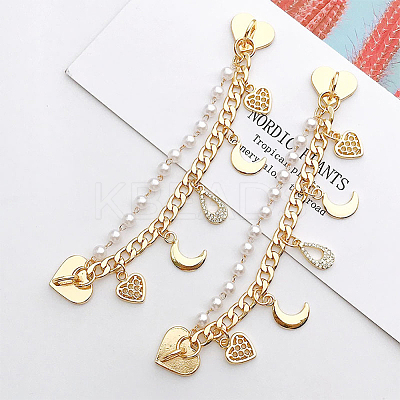3Pcs 3 Style Pearl Plastic Beads Charms Link Chain Phone Case Double Chain Strap Set AJEW-WR0001-42-1