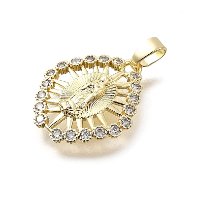 Brass Micro Pave Cubic Zirconia Pendants KK-P336-01F-G-1