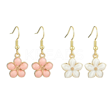 Flower Alloy Enamel Dangle Earrings for Women EJEW-JE06156-1