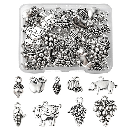 54Pcs 9 Style Tibetan Style Alloy Fruit Charms TIBEP-FS0001-11-1