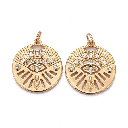 Brass Micro Pave Clear Cubic Zirconia Pendants ZIRC-Z011-18G-1