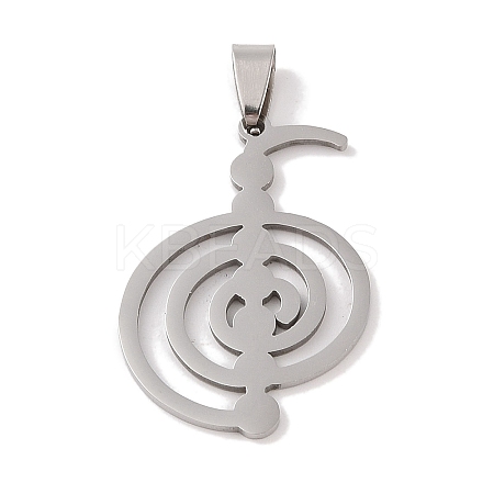 Non-Tarnish Reiki Symbol 201 Stainless Steel Pendants STAS-A094-03B-P-1
