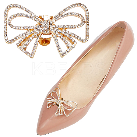 2Pcs Bowknot Alloy Rhinestone Shoe Decorations FIND-CP0002-24B-1