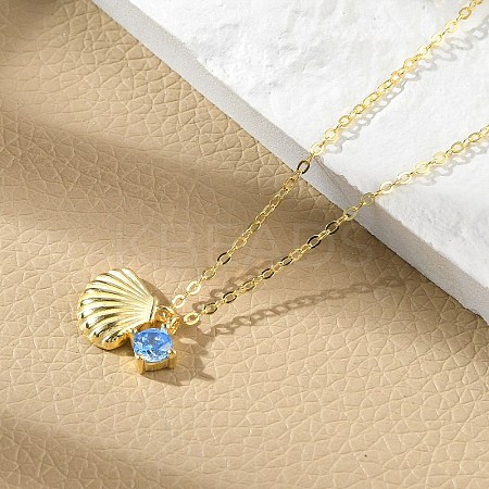 925 Sterling Silver Micro Pave Cubic Zirconia Pendant Necklaces for Women NJEW-V007-01G-1