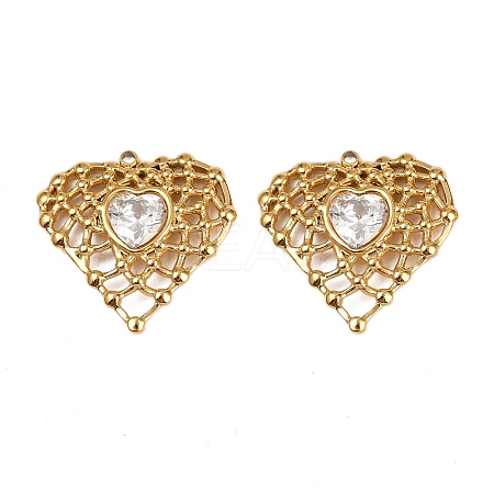 304 Stainless Steel Rhinestone Pendants STAS-L290-52G-1