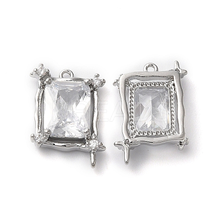 Brass Pave Cubic Zirconia with Glass Pendants KK-G465-47P-1
