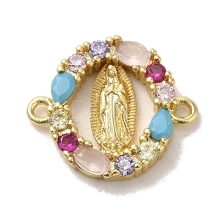 Brass Pave Colorful Cubic Zirconia Connector Charms LS-KK-M278-02B-G-1
