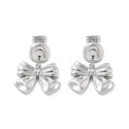 Bowknot Brass Dangle Stud Earrings EJEW-Q811-13G-1