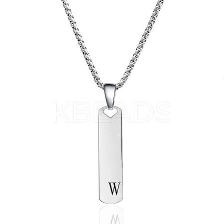 304 Stainless Steel Rectangle with Letter Pendant Box Chain Necklaces FS-WGD7C78-23-1