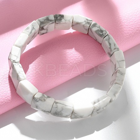Square Synthetic Howlite Beads Stretch Bracelets for Women Men BJEW-C097-06V-1