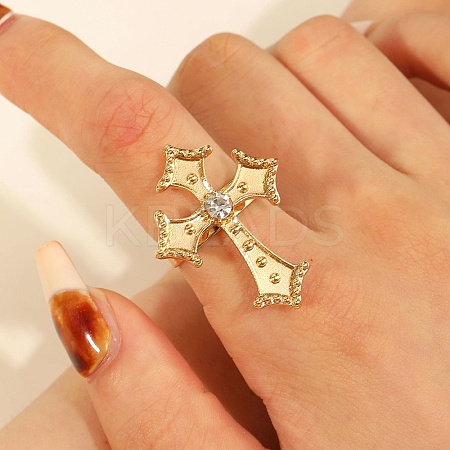 Adjustable Alloy Rhinestones Finger Rings for Women RJEW-V004-06KCG-1