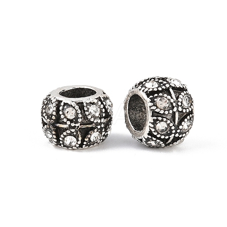 Antique Silver Plated Alloy Rhinestone Large Hole European Beads MPDL-R041-02A-1