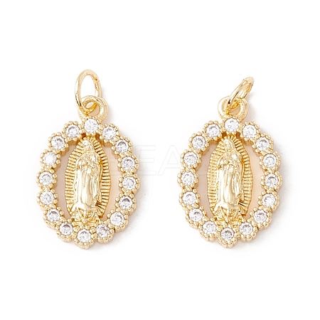 Rack Plating Brass Micro Pave Clear Cubic Zirconia Pendants ZIRC-I057-23G-1