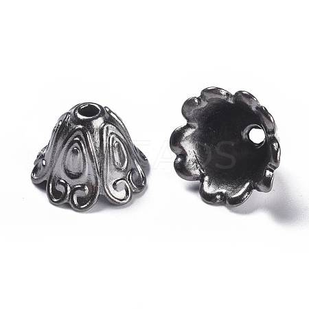 Tibetan Style Alloy Bead Caps TIBEB-EA9700YKG-B-FF-1