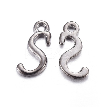 Gunmetal Plated Alloy Letter Pendants PALLOY-J718-01B-S-1